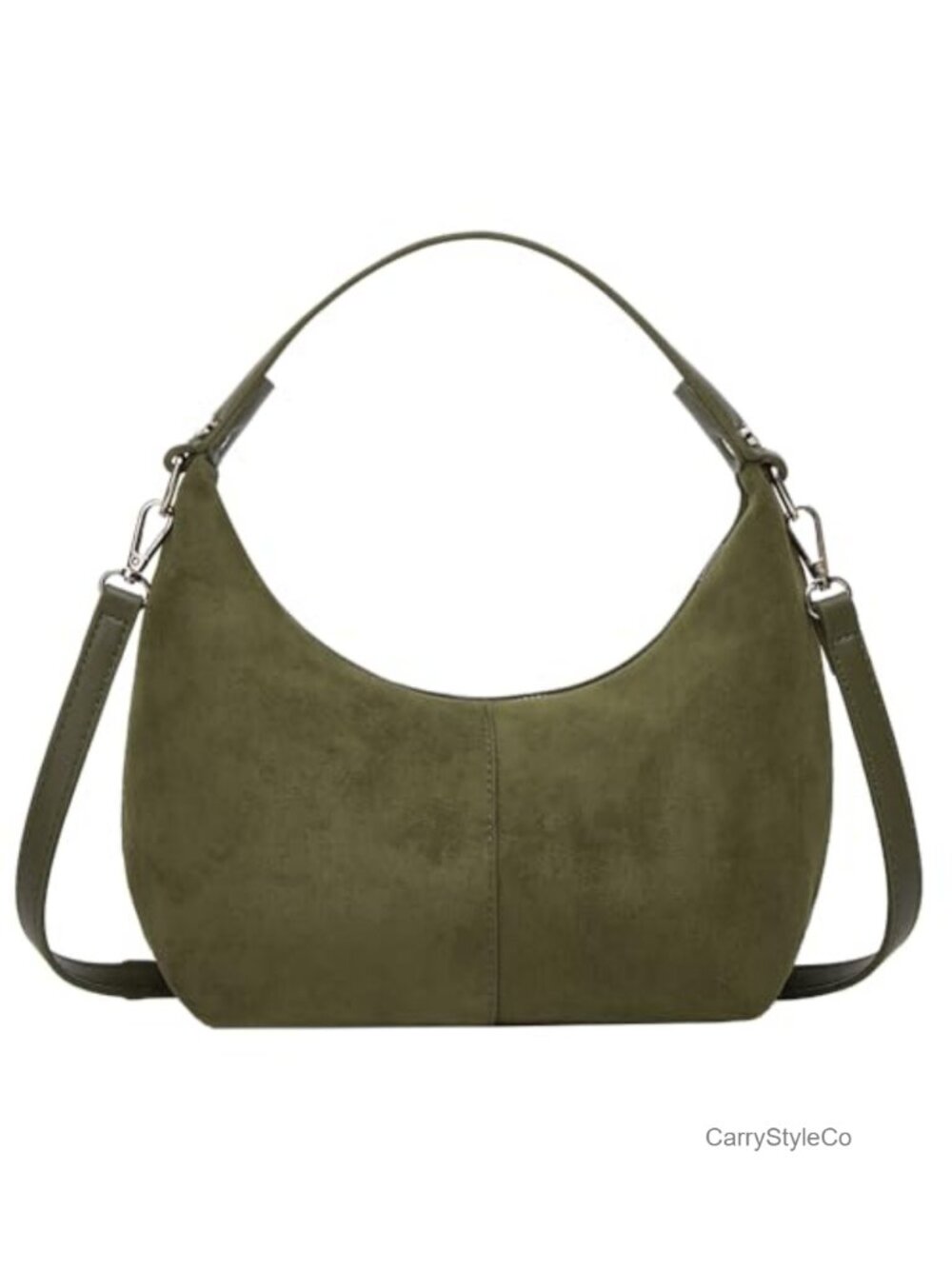Faux Suede Shoulder Bag Retro Crossbody Tote Satchel Crescent Handbag